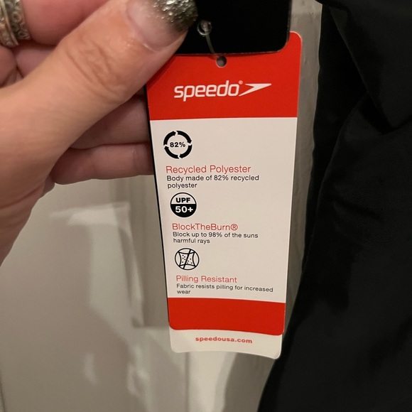 Speedo Girl's Swimsuit One Piece Closed Racerback - SIZE 10 - BLACK/GREEN - Picture 6 of 9